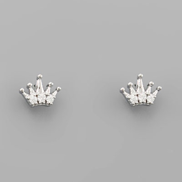 CZ Crown Studs - Picture 1 of 1